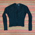 VTG BLACK BASIC RIBBED CARDIGAN SWEATER Size XL Photo 0