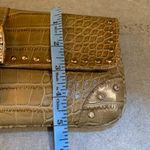 Kathy Van Zeeland  Python Snakeskin Top Zip Clutch Green Beige Rhinestones Photo 8