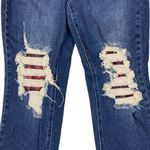 Judy Blue  Boyfriend Jeans Distressed Plaid Patch Dark Wash Stretch Denim 7 28‎ Photo 2