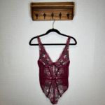 Victoria's Secret  VS Size Small Burgundy Floral Lace Bodysuit Teddy Lingerie Photo 2