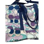 Coach Kyra White Green Blue Logo Printed Dual Top Handle Large Tote Bag Photo 9