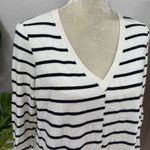 Caslon  wool blend striped long sleeve vneck top Photo 3