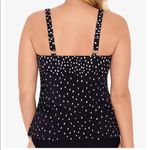 Swim Solutions black polka dot Tiered Tankini Top Size 8 Photo 1