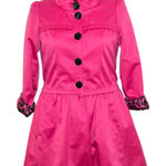 Betsey Johnson  Button Down Cheetah Lined Trench Coat Size M Photo 0