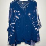 Free People  Women Top XS  Tie Dye Me Down Blue Sheer Boho Chic Summer Photo 0