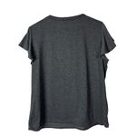 SheIn Gray Ruffle Sleeve Henley Short Sleeve Top L Photo 1