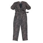 Joie  Zebra Print Jumpsuit XS Wrap Waist Puff Sleeve Chic Boho Party Photo 2