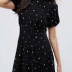 Free People  Abbie Dress in‎ Black Combo Spackle Womens Size 6 Mini Mock Neck Photo 0
