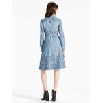 Lucky Brand NWT  midi chambray embroidered eyelet Dress Sz 0‎ Cottagecore Western Photo 2