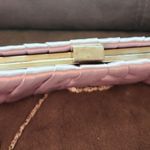 Jessica McClintock  Silver Rose Flower Satin Pleated Clutch Bag Photo 2