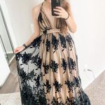 Black Nude Lace Maxi Dress Photo 0