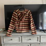 Old Navy Brown/Orange Retro Striped Zip Down Hoodie with Pockets. Size Medium Photo 5