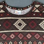 LuLaRoe  Carly Dress Womens Small Brown Red Aztec Geometric SS High Low Hem Photo 3