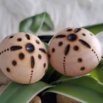 Handcrafted Wooden Wood Burned Round Clip On Earrings Photo 2