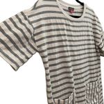 Vince Camuto  gray cream ivory striped t-shirt dress tunic linen shift dress Photo 3