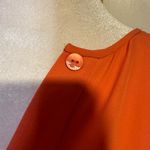 Theory coral three-quarter sleeve button down silk blouse size P Photo 4