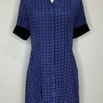 Olivaceous  100% Silk Blue Button Down Short Sleeves Dress, Sz Large Photo 0