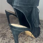 Vince Camuto Black Suede Peep-Toe Booties Photo 9