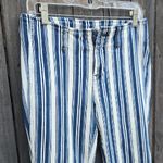 Free People  Blue and White Striped Straight Leg Jeans Photo 3