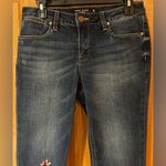Max jeans Straight Cropped Embroidered Lightly Distressed Frayed Hem Jeans Sz 4 Photo 1