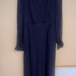 NWOT Boden Sarah Frill Button Front Chiffon Jumpsuit Navy 10 Blue Photo 2
