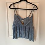 POL  Blue Babydoll Tiered Crop Top Photo 1
