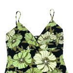 M Collection Green Floral Asymmetrical Cami Dress with Ruffle Hem Black Size M Photo 3