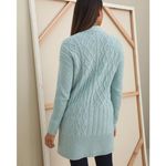 Chico's  Womens Cable Stitch Cardigan‎ Sz 1 (US M) Blue Open Front Comfort Office Photo 1