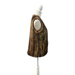 Adrienne Landau Brown Animal Print Faux Fur Lined Vest Pockets XS Oversized Photo 3