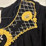Free People  Begonia Black and Gold embroidered Women's Top Photo 2