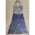 Patra Evening Gown 14 Silver Metallic Halter Top Chiffon Skirt Formal Dress USA Photo 8