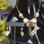 Unique Gold Butterfly Statement Necklace Set Photo 1