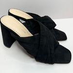 Adrienne Vittadini  Sandals Womens 9.5 Crossover Black Faux Suede Chunky Heels Photo 0
