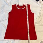 Misook Red Sleeveless Tank Top with Striped Trim Knit Blouse Business Casual -SM Photo 3