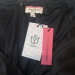 Andree by Unit Andrée by Unit Women's Small Black Ruched Mini Dress Sheer Sleeves Chic Party Photo 4