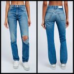 RE/DONE ππ 70's Straight Leg Jeans ~ Daring Indigo With Rip High Waist 31 NWOT Photo 7