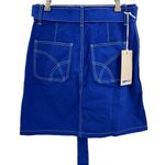 GAS Jeans Blue Nausyca Utility Belted Skirt Patches Size 27 / 4 New Photo 2