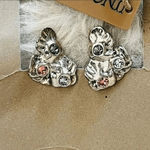 UNO de 50 Wild Bush Bezel Set Crystal‎ Leaf Stud Earrings, Silver/Pink, NWT Pink Photo 7