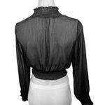Style State Black Semi Sheer Turtleneck Smocked Long Sleeve Blouse Top Size 6 Photo 1