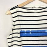 ZARA Black & White Stripe Blue Sequin Tank Top M Photo 0