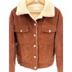 Hoozen Corduroy Sherpa Lined Trucker Jacket Brown Women's Size Medium Photo 3