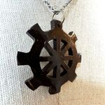 BUDDHIST WHEEL coconut shell pendant necklace Brown Photo 9