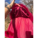VTG Jenelle of California Merlot Robe Lingerie Marabou Feather 100% Nylon XL? Red Size M Photo 9