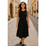 Old Navy  Velvet Burnout Midi Dress Black Flocked Quiet Luxury Old Money XL Photo 1