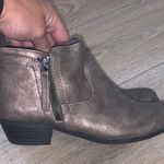 Arizona Jean Co Metallic Brown Gold Ankle Boots Zip Up Photo 2
