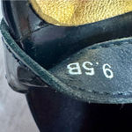 Lauren Ralph Lauren Black Sandals Golden Buckle Strappy Flats Summer Vibes Vacay Size 9.5 Photo 4