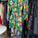 ZARA Green Floral Satin Mini Dress with Keyhole Neckline Photo 13