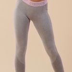 Gymshark Flex Leggings Light Gray And Pink Photo 2