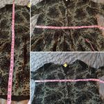 Hinge  Long Sleeve Relaxed Floral Drop Waist Mesh Shoulder Dress Green Black S Photo 8