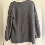 Lane Bryant  Grey Metallic Beaded Knit Crochet Style Sleeve Sweater - size 14/16 Photo 4